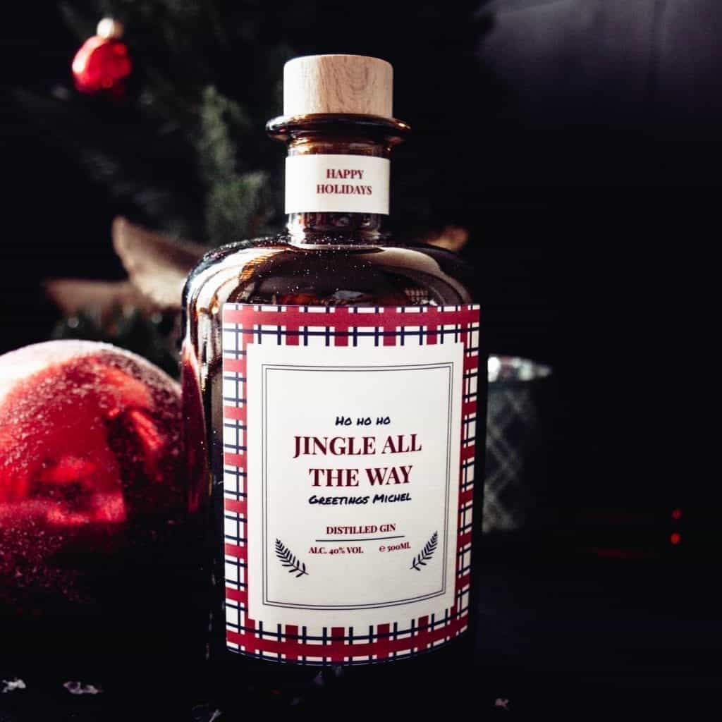 gin fles met opschrift jingle all the way