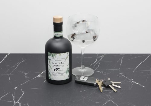 alcoholvrije fles gin met sleutels